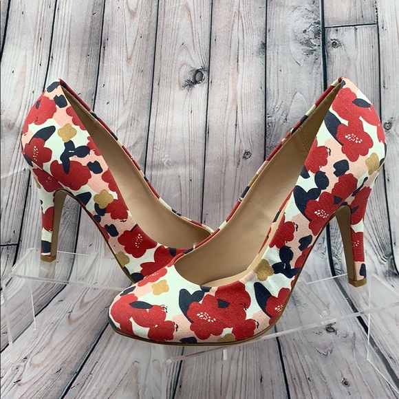 Kelly & Kate canvas floral high heels Sz 7.5 - Picture 2 of 5